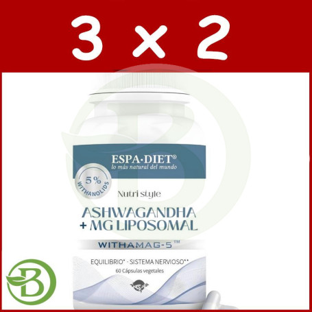 Pack 3x2 Ashwagandha + Mg Liposomal 60 Cápsulas Espadiet