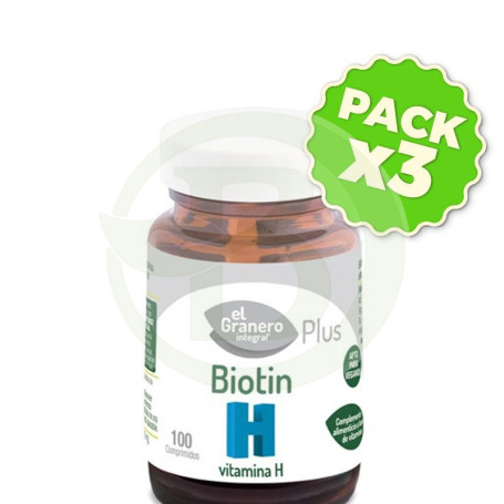 Pack 3x Biotin (Vitamina H) El Granero