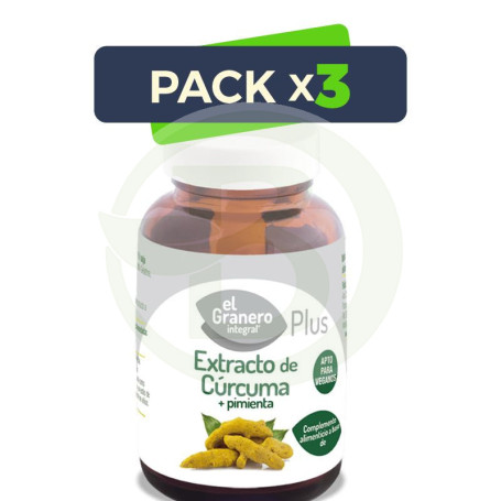 Pack 3x Extracto de Cúrcuma + Pimienta 60 Cápsulas El Granero