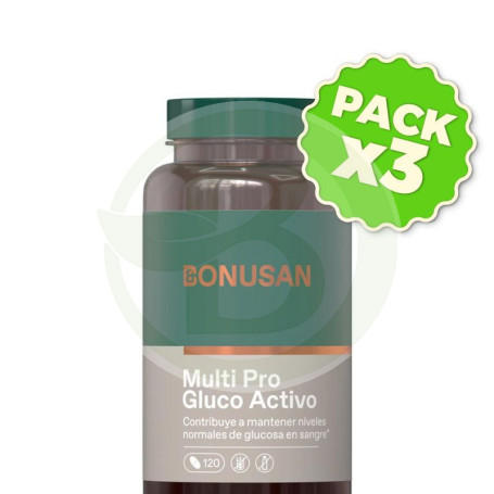 Pack 3x Multi Pro Gluco Activo 120 Tabletas Bonusan