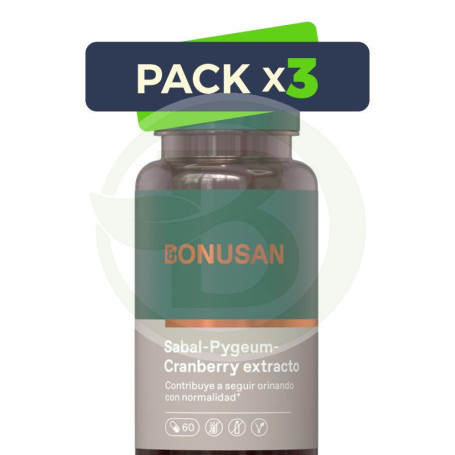 Pack 3x Sabal, Pygeum, Cranberry 60 Cápsulas Bonusan