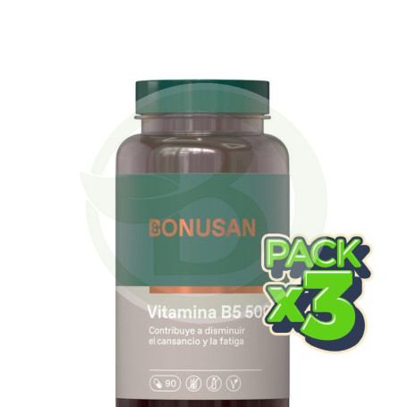Pack 3x Vitamina B5 500Mg. 90 Tabletas Bonusan