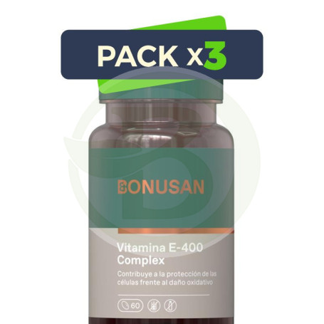 Pack 3x Vitamina E-400 Complejo 60 Cápsulas Bonusan