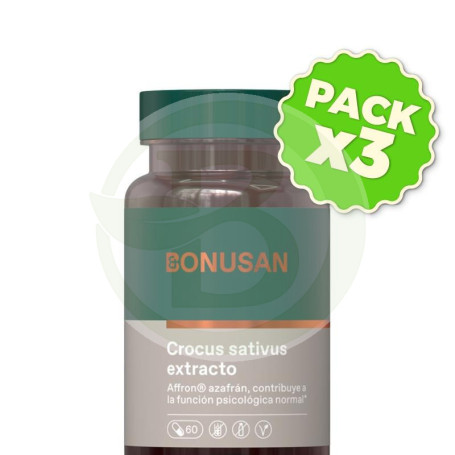 Pack 3x Crocus Sativus Extracto 60 Capsulas Bonusan