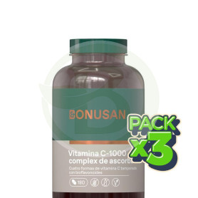 Pack 3x Vitamina C-1000 Complejo Ascorbatos 180 Comprimidos Bonusan