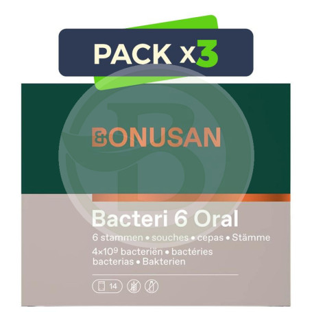 Pack 3x Bacteri 6 Oral 14 Sobres Bonusan