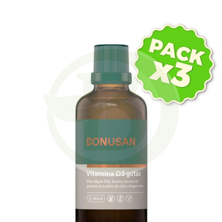 Pack 3x Vitamina D3 Gotas 50Ml Bonusan