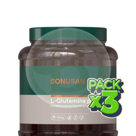 Pack 3x L-Glutamina en Polvo 500G Bonusan
