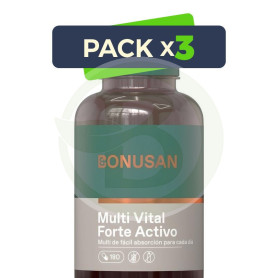 Pack 3x Multi Vital Forte Activo 180 Cápsulas Bonusan