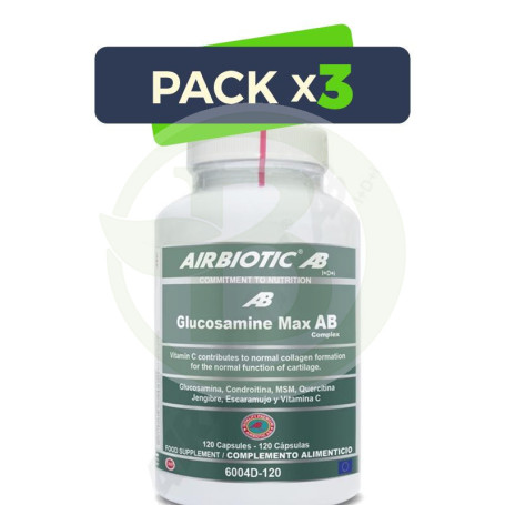 Pack 3x Glucosamine Max Ab Complex 120 Cápsulas Airbiotic