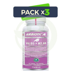 Pack 3x Vit D3 + K2 (5.000 Ui D3 + 100 Μg K2) 60 Tabletas Airbiotic