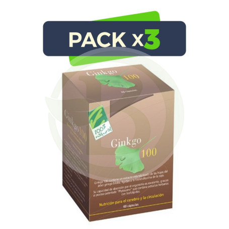 Pack 3x Ginkgo 100 60 Cápsulas 100% Natural