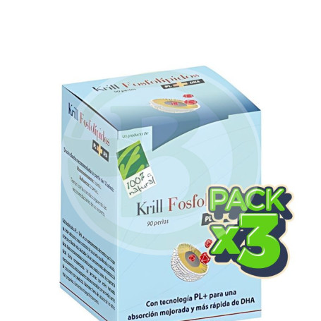 Pack 3x Krill Fosfolípidos Pl+Dha 90 Perlas 100% Natural