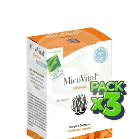 Pack 3x Micovital Cordiceps 60 Capsulas 100% Natural
