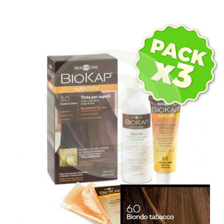 Pack 3x Tinte Nutricolor 6 Rubio Tabaco 140Ml. Biokap