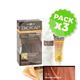 Pack 3x Tinte Nutricolor 7.4 Rojo Cobrizo 140Ml. Biokap
