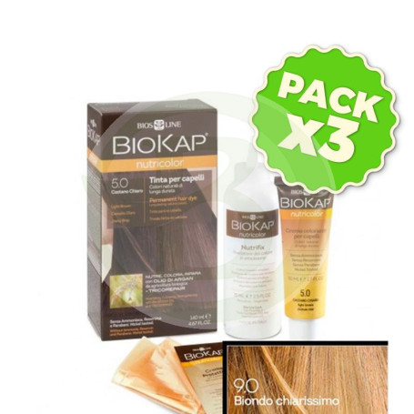 Pack 3x Tinte Nutricolor 9 Rubio Muy Claro 140Ml. Biokap