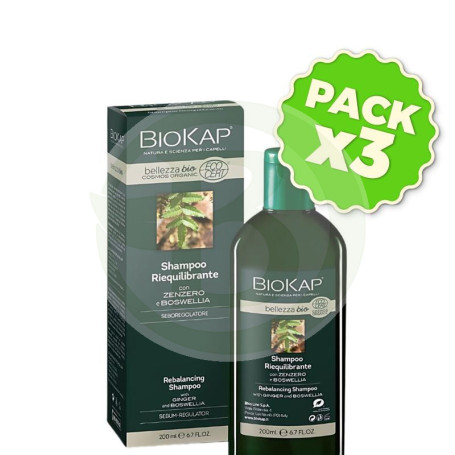 Pack 3x Champu Bio Rebalancing (Reequilib) Cosmos Ecocert 200Ml Biokap