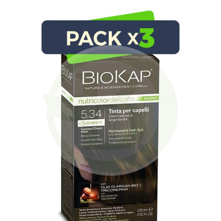 Pack 3x Rapid Delicato 5.34 Castaño Miel Claro 135Ml Biokap