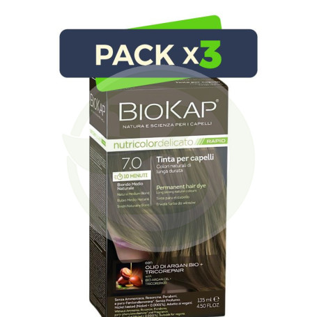 Pack 3x Rapid Delicato 7.00 Rubio Medio Natural 135Ml Biokap
