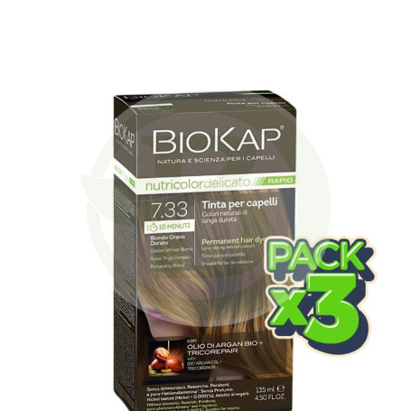 Pack 3x Rapid Delicato 7.33 Rubio Trigo Dorado 135Ml Biokap