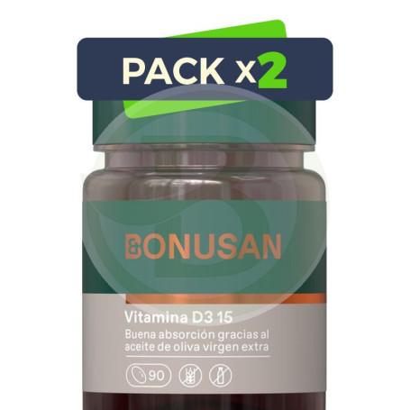 Pack 2x Vitamina D3 15Mcg/600UI 90 Cápsulas Bonusan