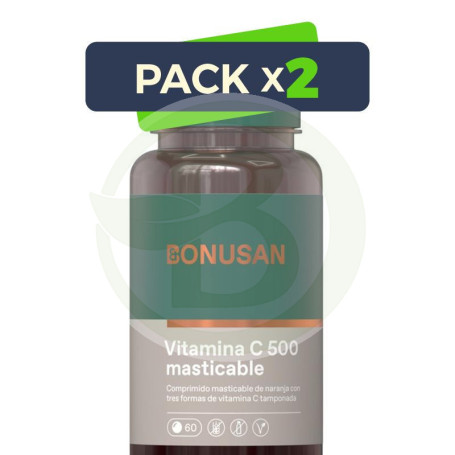 Pack 2x Vitamina C-500 60 Comprimidos Masticables Bonusan