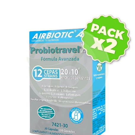Pack 2x Probiotravel 20 30 Cápsulas Airbiotic