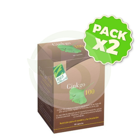 Pack 2x Ginkgo 100 60 Cápsulas 100% Natural