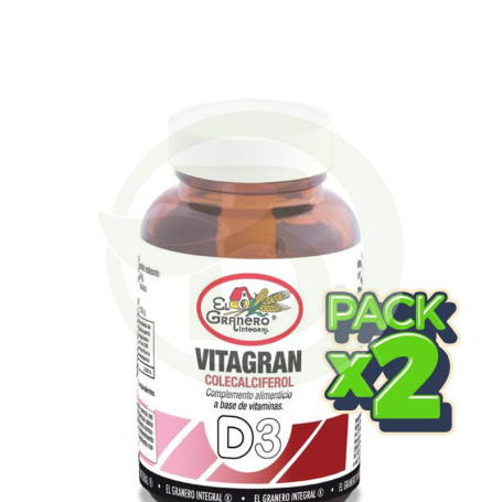 Pack 2x Vitagran D3 (Vitamina D) 100 Cápsulas El Granero