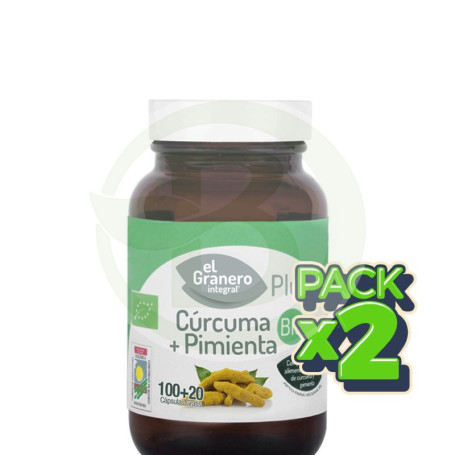 Pack 2x Cúrcuma + Pimienta Bio 120 Cápsulas El Granero