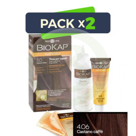 Pack 2x Tinte Nutricolor 4.06 Castaño Café 140Ml. Biokap