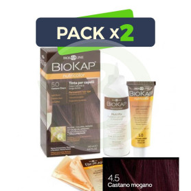 Pack 2x Tinte Nutricolor 4.5 Castaño Caoba 140Ml. Biokap