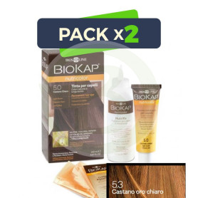 Pack 2x Tinte Nutricolor 5.3 Castaño Claro Dorado 140Ml. Biokap