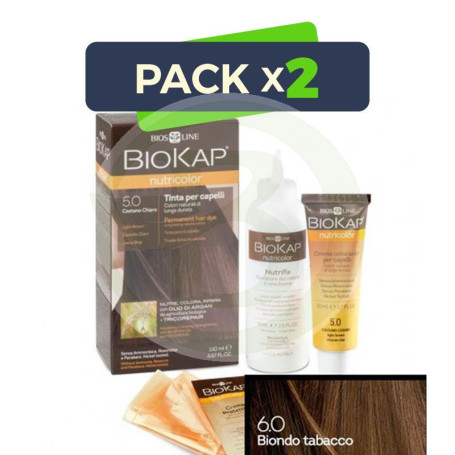 Pack 2x Tinte Nutricolor 6 Rubio Tabaco 140Ml. Biokap