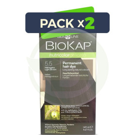 Pack 2x Tinte Nutricolor Delicato 5.5 Castaño Claro Caoba 140Ml. Biokap