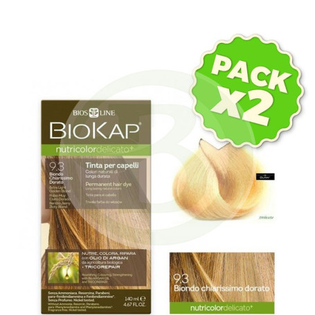 Pack 2x Tinte Nutricolor Delicato 9.3 Rubio Muy Claro Dorado 140Ml. Biokap