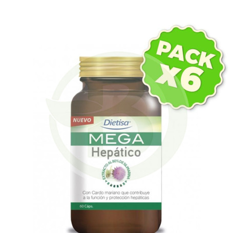 Pack 6x Mega Hepático 60 Cápsulas Dietisa