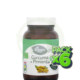 Pack 6x Cúrcuma y Pimienta BIO 60 Cápsulas El Granero