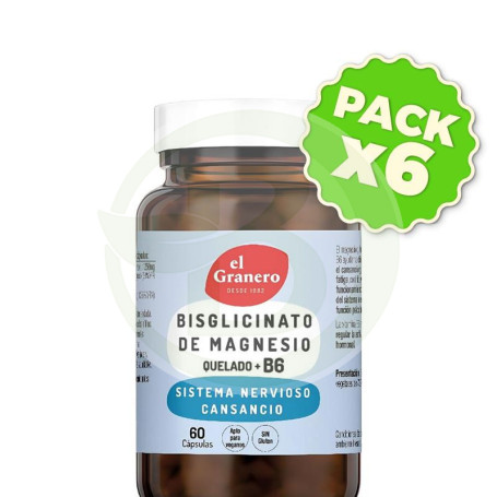 Pack 6x Bisglicinato De Magnesio + B6 60Capsulas Granero