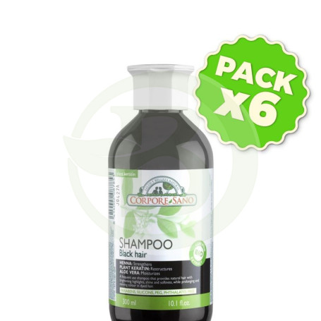 Pack 6x Champú Henna Cabello Negro 300Ml. Corpore Sano