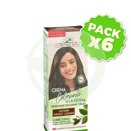 Pack 6x Cubre Canas Henna Castaño 80Ml Corpore Sano