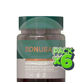 Pack 6x Vitamina D3 25Mcg/1000UI 90 Cápsulas Bonusan