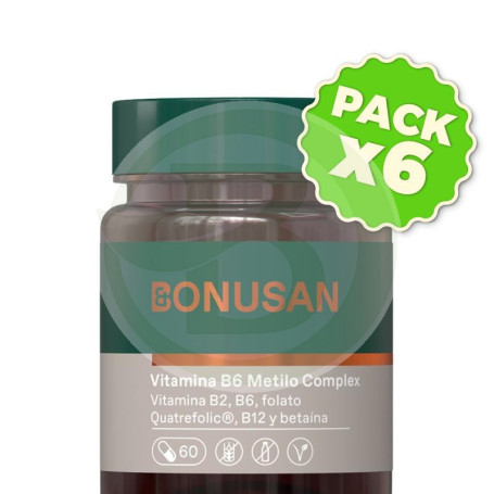 Pack 6x Vitamina B6 Complejo De Metilo 60 Capsulas Bonusan