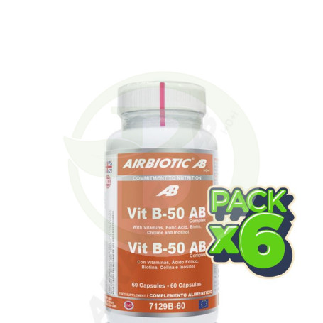 Pack 6x Vitamina B-50 AB Complex 60 Cápsulas Airbiotic