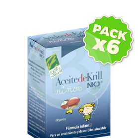 Pack 6x Aceite De Krill Niños 60 Perlas 300Mg. Cienporcien Natural