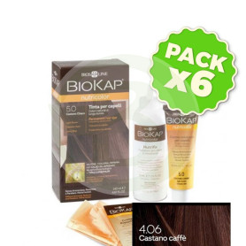 Pack 6x Tinte Nutricolor 4.06 Castaño Café 140Ml. Biokap