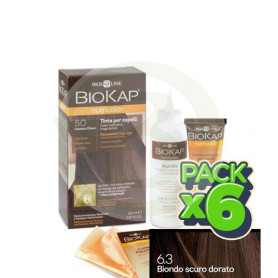 Pack 6x Tinte Nutricolor 6.3 Rubio Dorado Oscuro 140Ml. Biokap