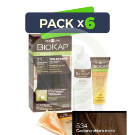 Pack 6x Tinte Nutricolor Delicato 5.34 Castaño Claro Miel 140Ml. Biokap