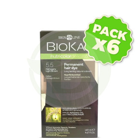 Pack 6x Tinte Nutricolor Delicato 5.5 Castaño Claro Caoba 140Ml. Biokap